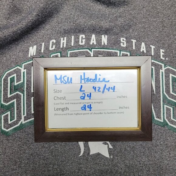 MSU Spartan Michigan State University Hoodie Mens Large 42 44 Green Gray Big Ten - Picture 7 of 7
